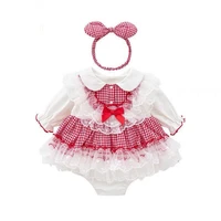 baby girl bodysuits autumn plaid princess newborn baby clothes for 0 2y girls jumpsuit kids baby outfits with hairband