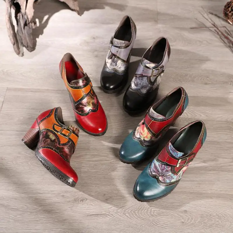 Женские винтажные туфли-лодочки YourSeason туфли из натуральной кожи с круглым носком