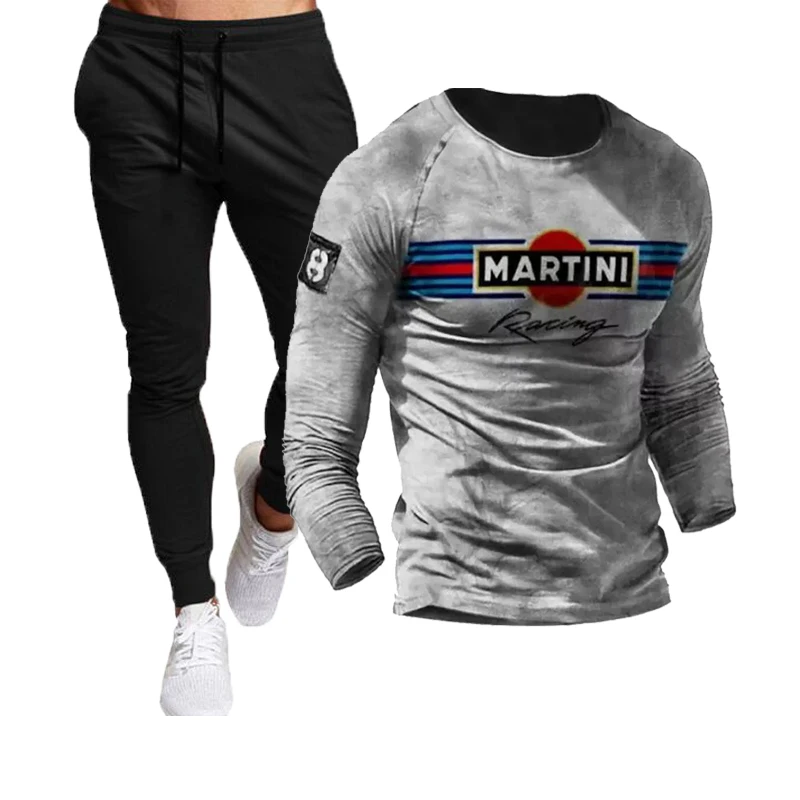 

Мужской костюм в европейском и американском стиле, футболка с длинным рукавом и 3D принтом для отдыха и спорта, костюм из футболки и спортивн...