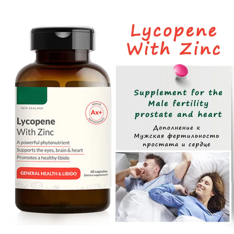 

New Zealand Natural phytonutrient Lycopene Zinc Improve Sperm Vitality Nourish Prostate Promotes healthy libido 60 Softgels