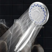 1pc silver color chrome shower head 3 mode function spray anti limescale handheld home bathroom water saving accessory