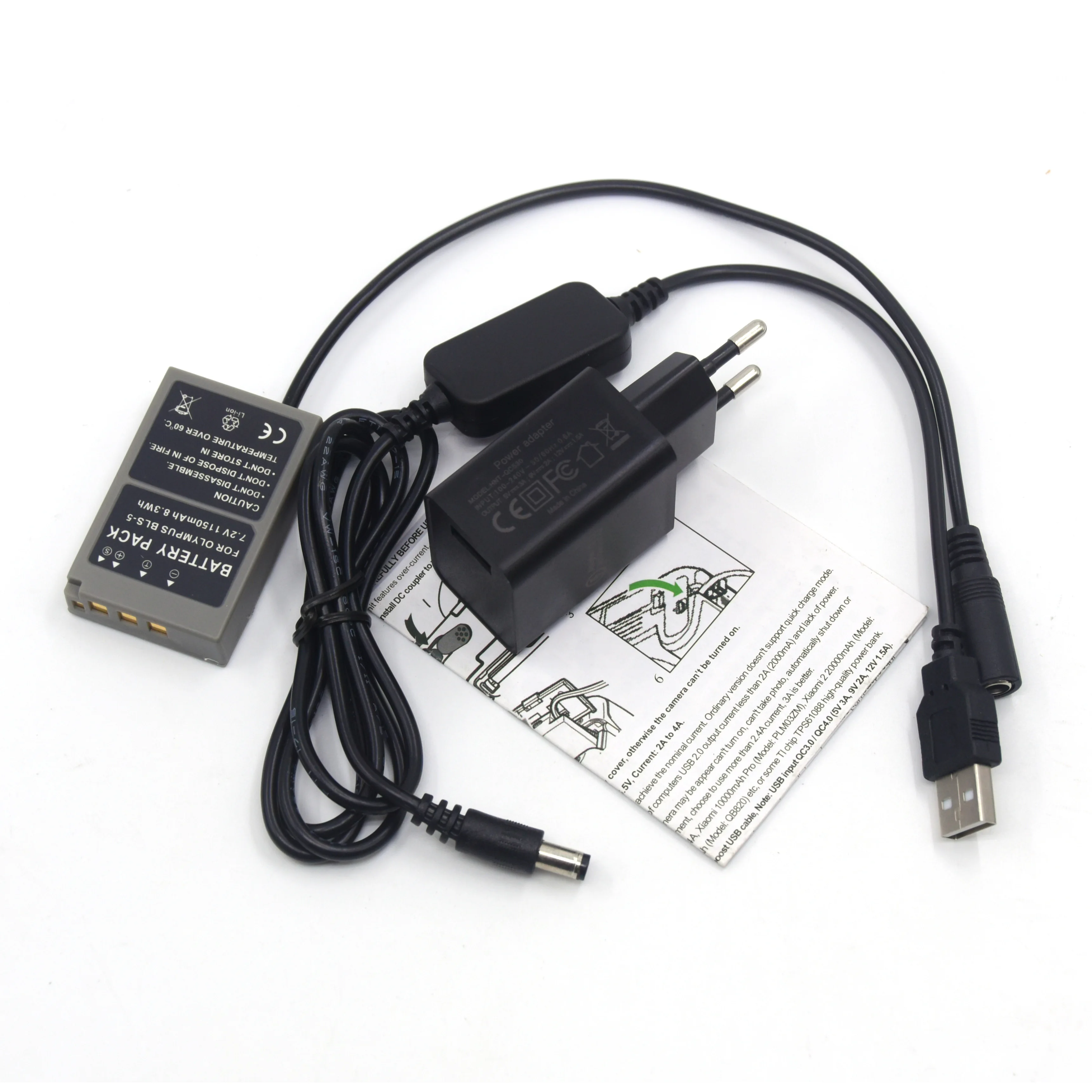 USB PS-BLS5 BLS-5 пустышка батарея + QC3.0 зарядное устройство для камер Olympus ручка E-PL2 E-PL5