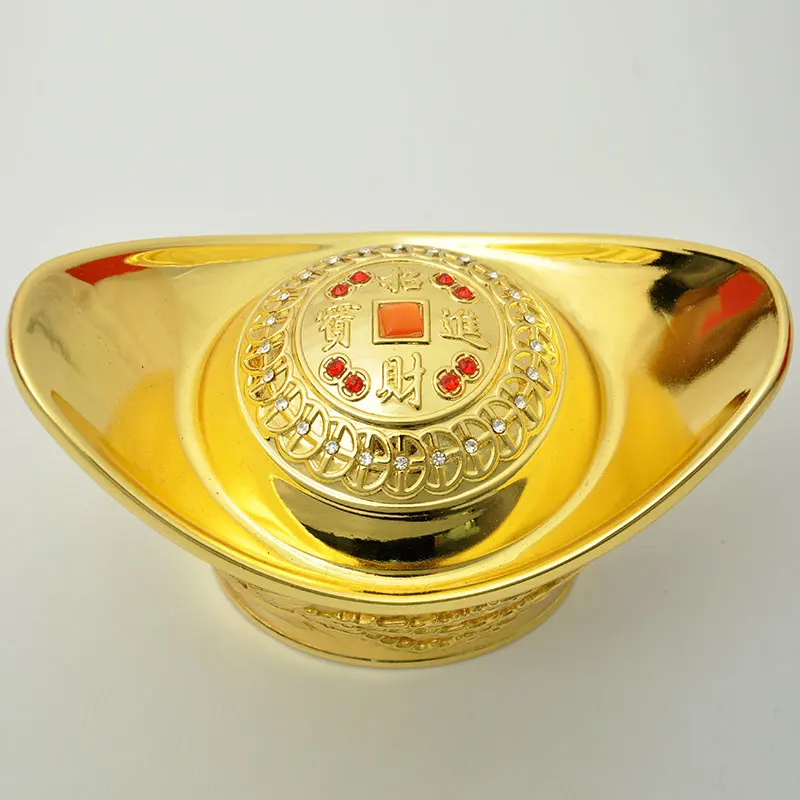 

Crystal Diamond Gold Ingot China Dragon Phoenix Mascot Metal Crafts Feng Shui Auspicious Lucky Money Home Decoration Accessories