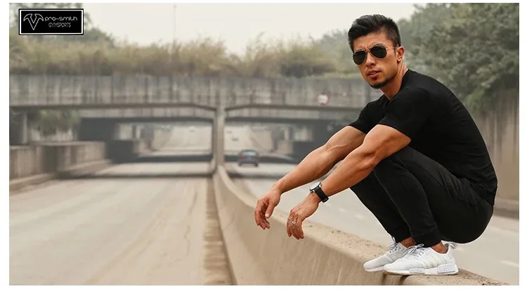 

J2847 -Workout fitness men Short sleeve t shirt men thermal muscle bodybuilding wear compression Elastic Slim exercise clothing