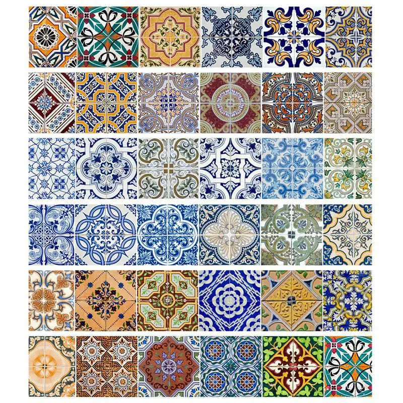 

6 шт. винтажные испанские Плитки домашний декор лестницы наклейки, наклейки, DIY искусство, дом