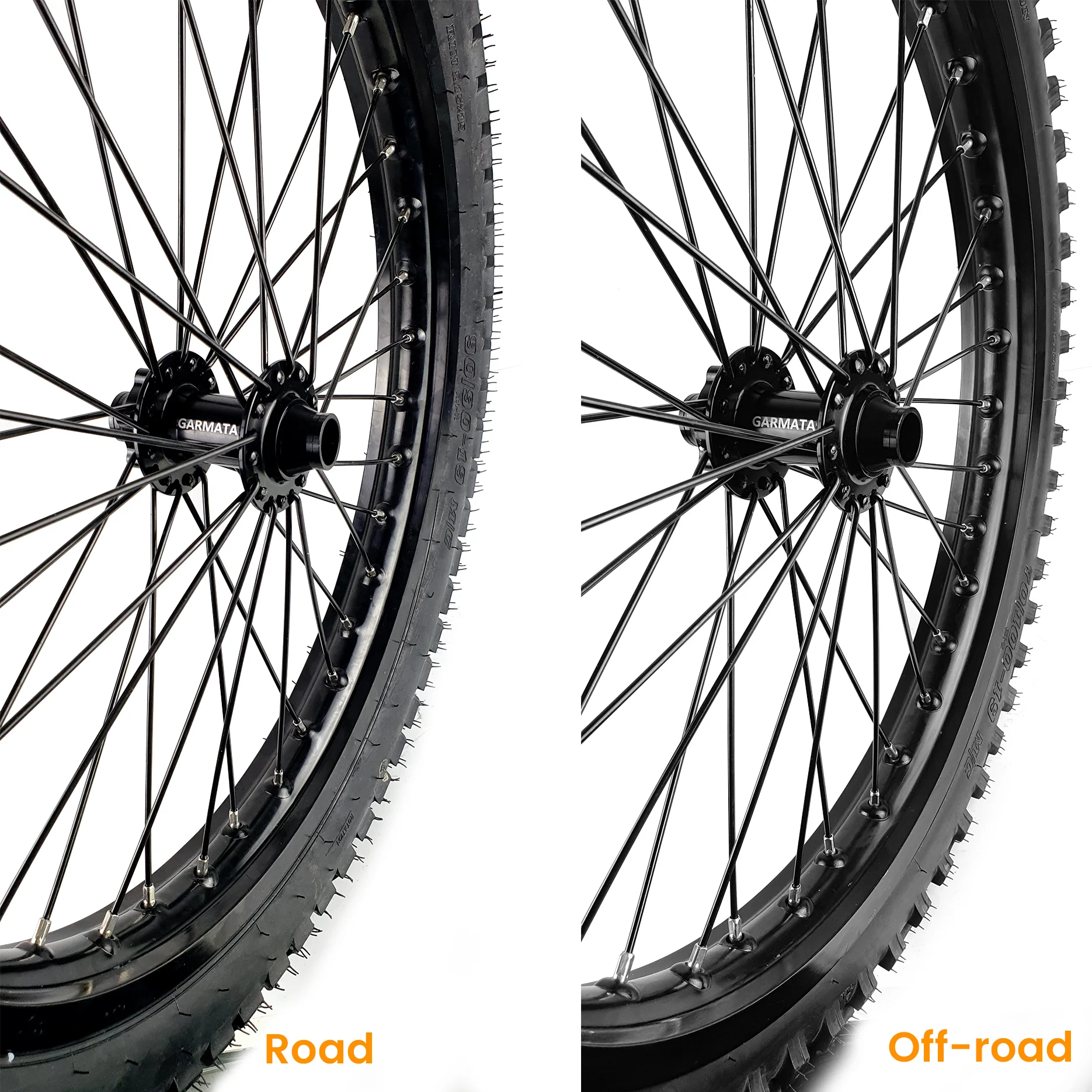 Переднее колесо GARMATA Enduroebike 19 дюймов + Шина/черный/36 отверстий/10 г спиц/110x20 мм