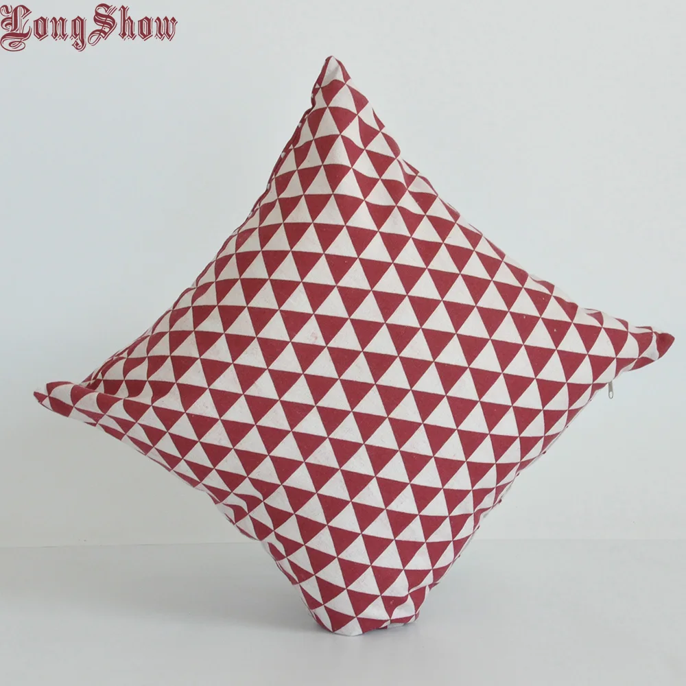 Home Decorative Cute Red Colour Geometric Printing Cotton Linen Pillow Case Cover | Дом и сад