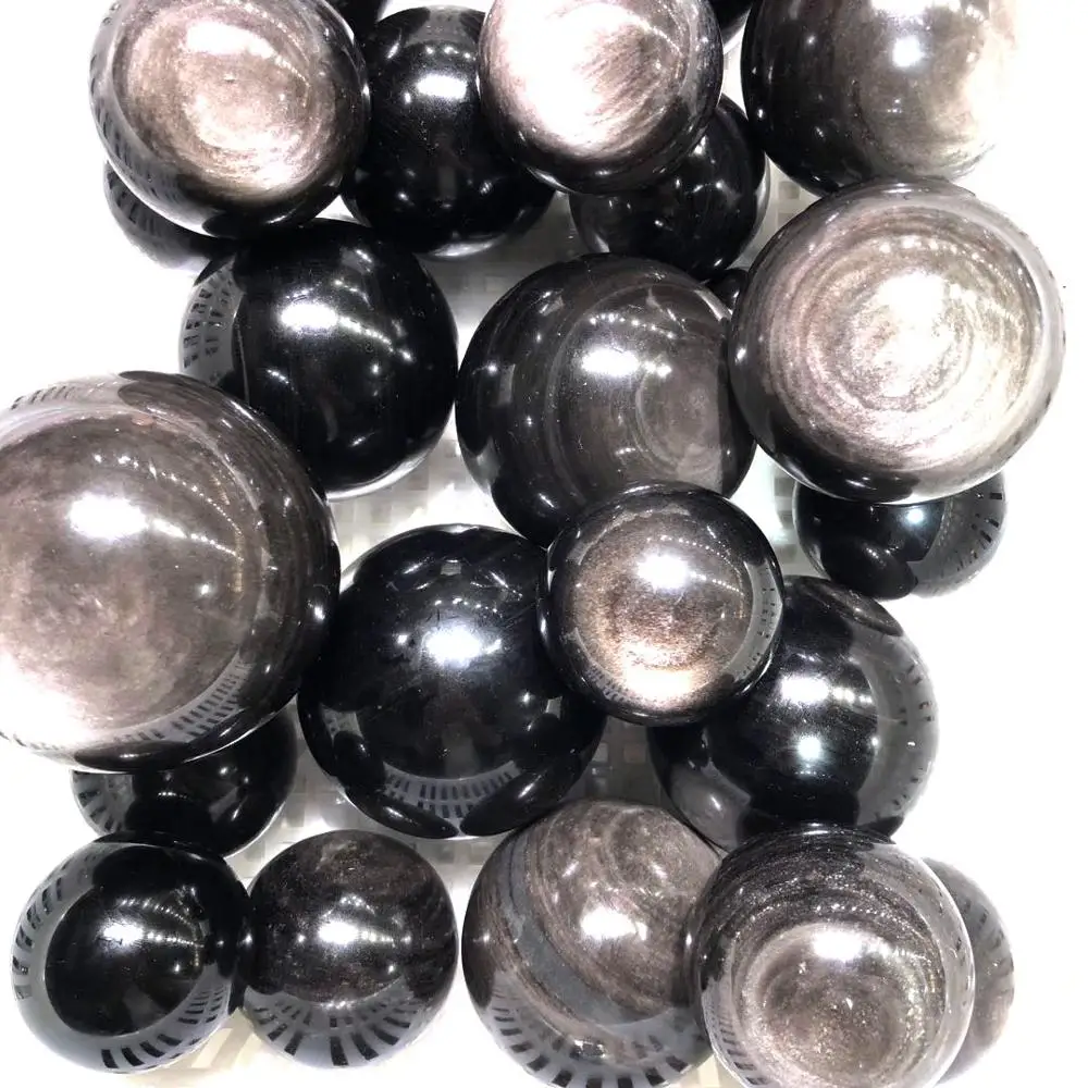 

Natural silver obsidian crystal ball accessories warded off evil town house wind water bulb to ensure safety