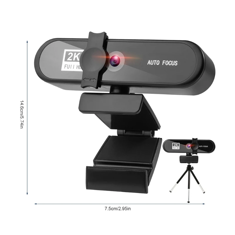 

96BA 2K Full 1080P Web Camera for PC Computer Laptop Video Record Auto Focus Lens WebCam With Microphone Privacy Cover