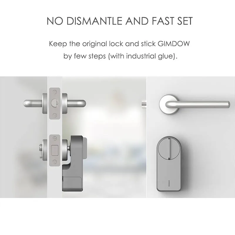 GIMDOW smart door lock  Hotel Apartment Intelligent Sticker Installation Bluetooth-compatible Tuya smart APP Electronic Lock images - 6