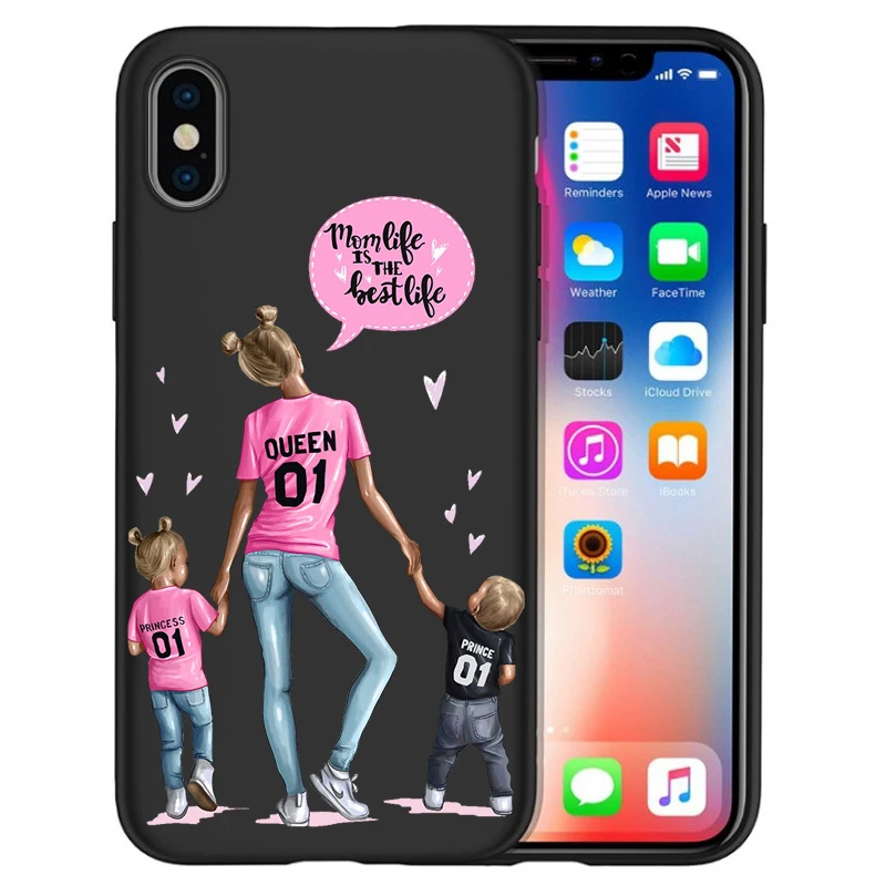 Модный чехол для телефона Super Mom baby girl для iPhone 11 Pro Max XS Max XR X 8 6S 7Plus 5s черный мягкий силиконовый чехол для телефона Etui - Цвет: 01