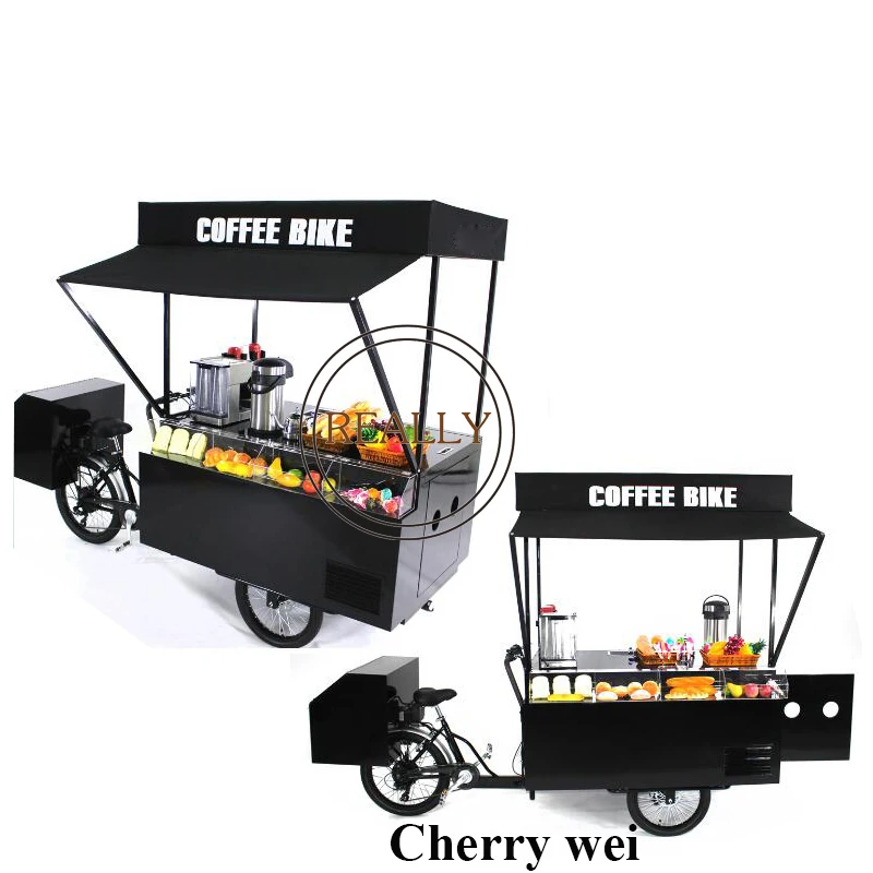 

Mobile Food Carts with cooling system /electric Coffee Bike Sale Three Wheel Battery Powered 3 wheels bike tricycle cart