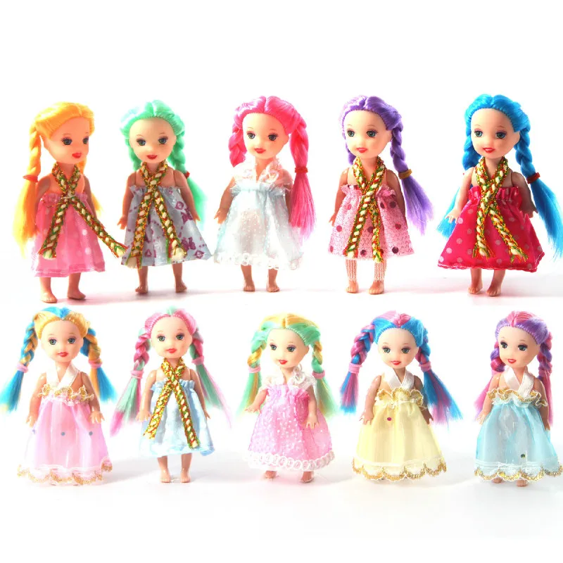 10dolls with clothes Huang Cheng Toys10pcs 4 ''мини кукла Красочная Одежда модное платье для 4 дюймов Девушки Куклы костюм подарок для маленькой девочки игрушки оптом - Цвет: 10dolls with clothes