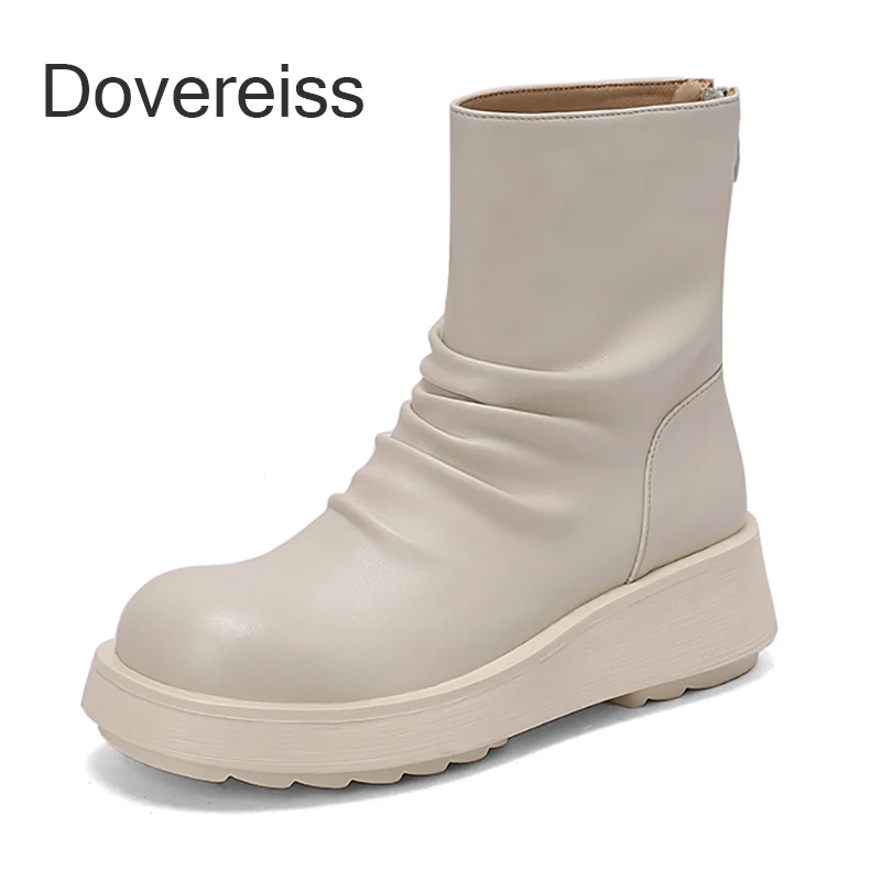 

Dovereiss Fashion Genuine Leather Winter Sexy Zipper Platform off-white Goth Punk Matin Boots Ankle Boots Motercycle boots