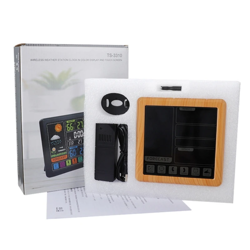 

Wireless Weather Stations Touch Screen Color Alarm Clock Thermometer Hygrometer