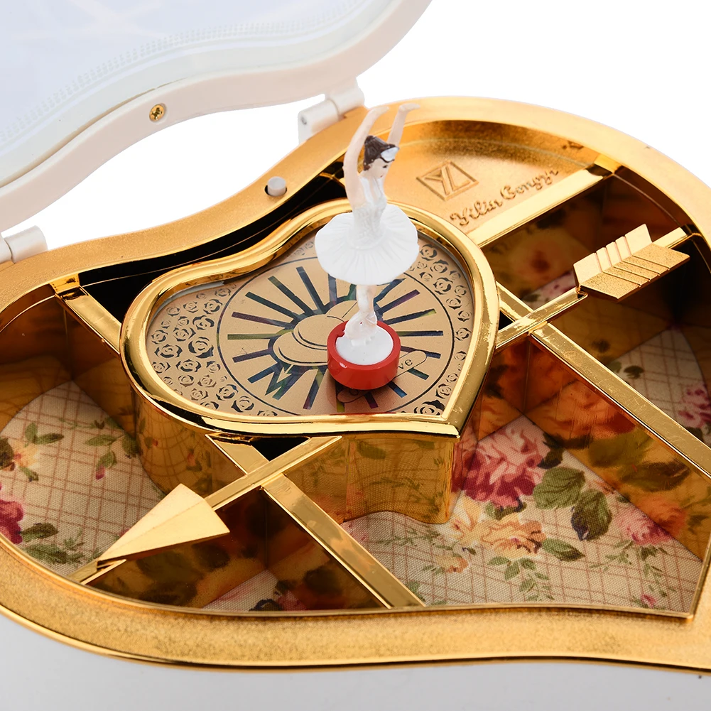 Мини в форме сердца Танцующая балерина Музыкальная шкатулка Карусель Поворотная