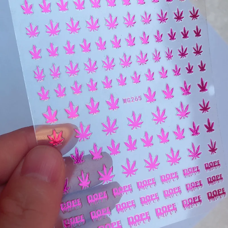 

10PCS Colorful Leaf Nail Art Sticker Geometry Nail Art Decoration Applique English Letter Set