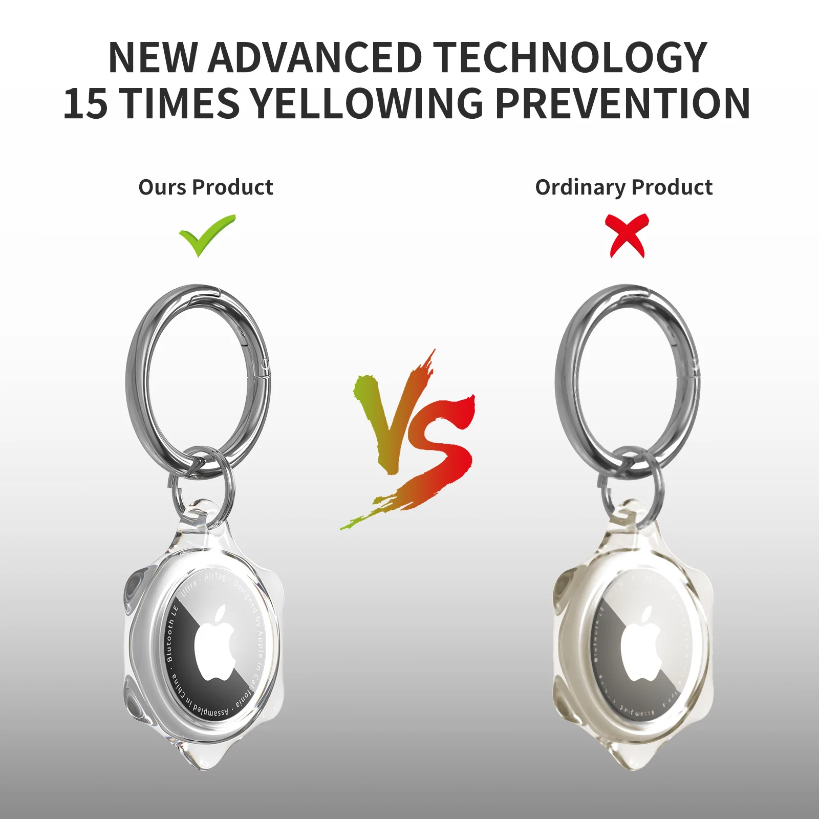 

TKEY TPU Ultra-thin Rubber Protective Case For Apple AirTags Bluetooth Tracker Accessories With Key Ring Anti-ash And Scratches