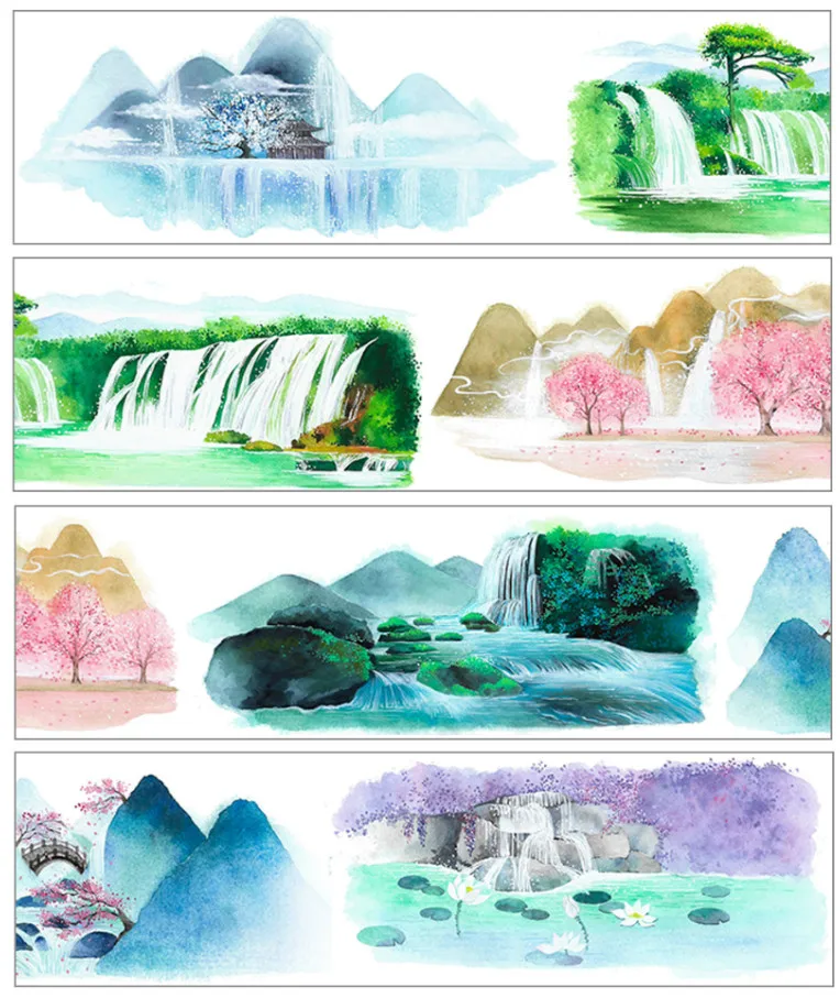 6 см x 5 м Пейзаж водопад каскады по скале васи лента|Изоляционная Лента| |