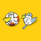 Эмалированная брошь с изображением птиц из мультфильма Морской птицы, значок голубей, мастеров, капитанов, бесшовных птиц, брошь на лацкан, значок, ювелирное изделие, подарок для детей