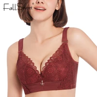 fallsweet plus size wireless bras for women push up bra sexy underwear female lace lingerie c d e cup