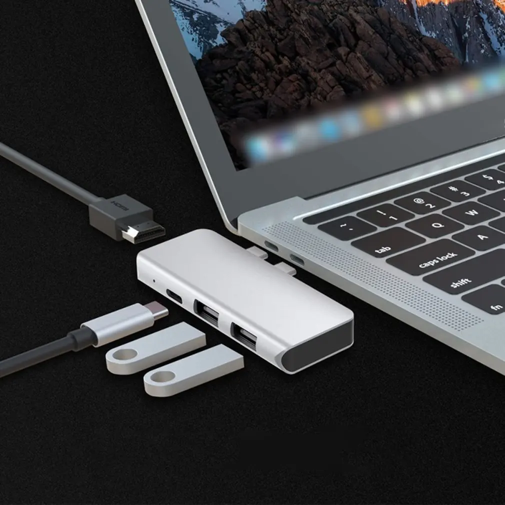 

4K Aluminum Shell Type-C Hub Hdmi-compatible Hub 4 In 1 Multifunction Converter 4 In 1 For Phone Macbook Laptop TV