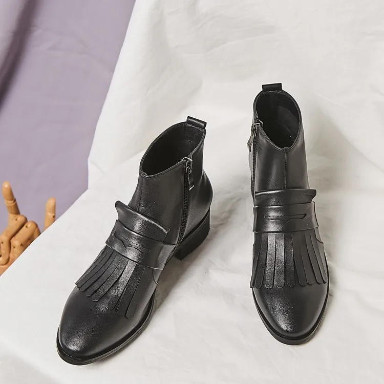 MLJUESE/женские ботильоны из мягкой коровьей кожи на молнии с бахромой Сезон осень