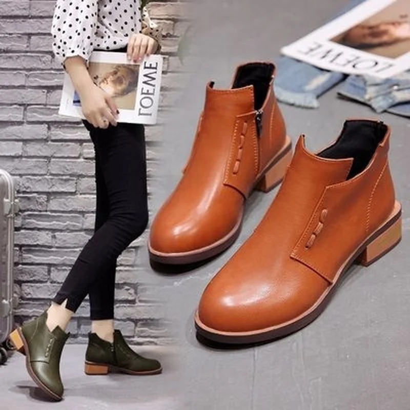 

Akexiya 2021 толстые женские Ботинки Martin зимние женские ботинки с круглым носком на низком каблуке на платформе модные ботинки с боковой молнией