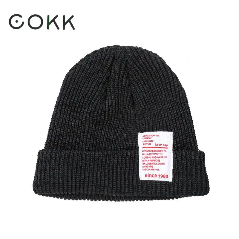 COKK женские облегающие шапки одноцветная вязаная шапка женская Gorras для мальчиков