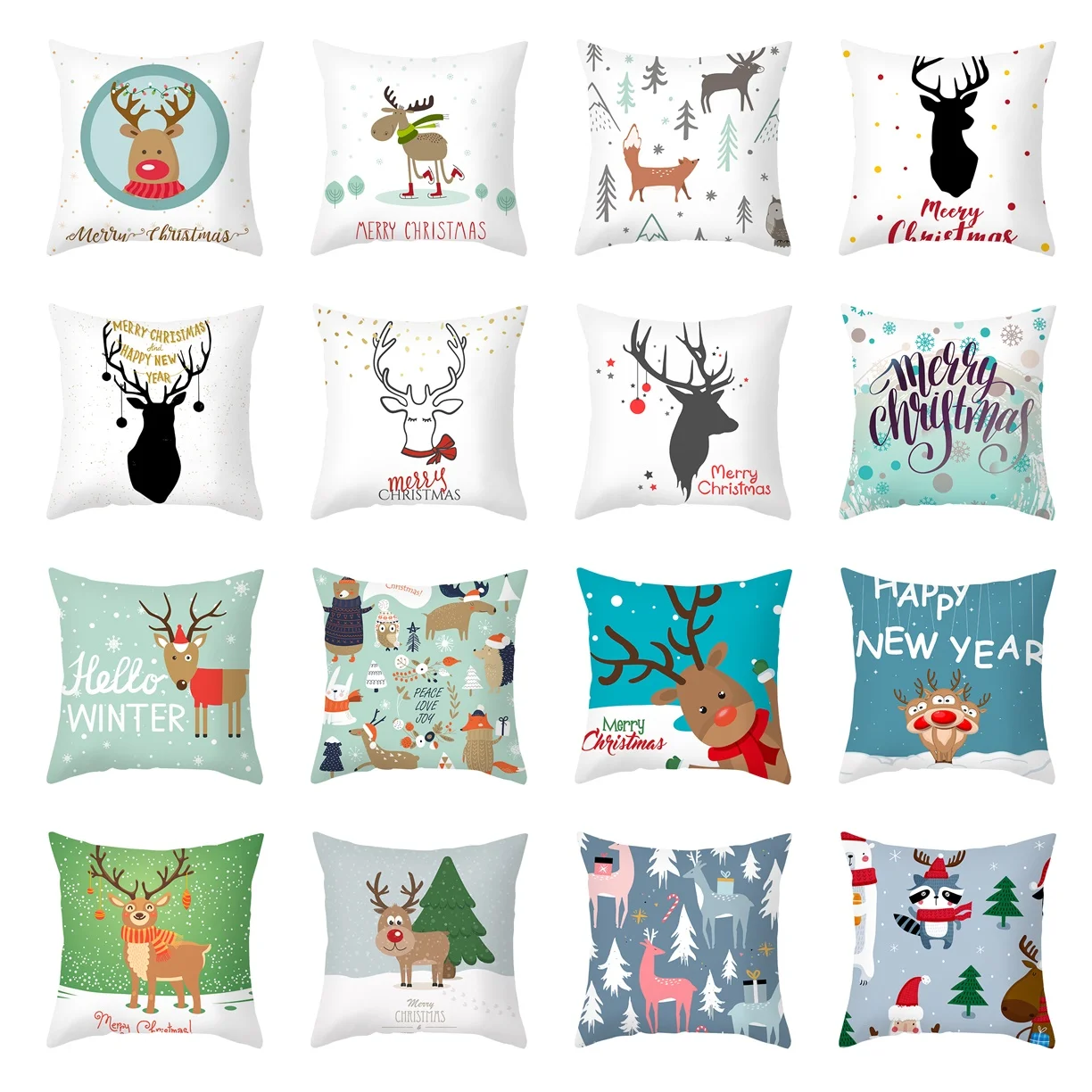

Merry Christmas Cushion Cover Cartoon Santa Claus Elk Decor For Home Xmas Ornaments Natal Navidad New Year Pillow Cases 45*45cm