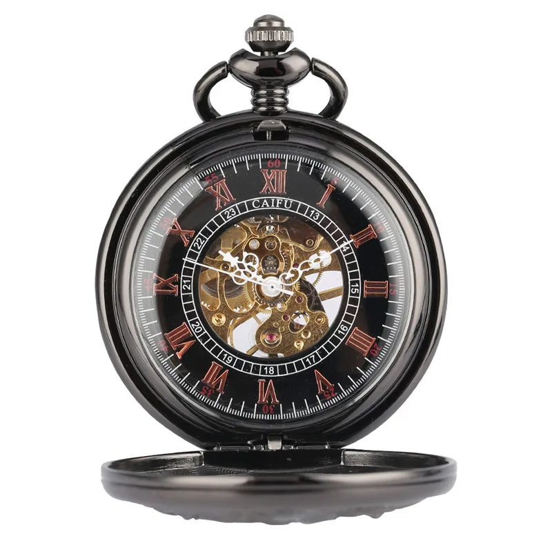 Retro Hollow Cranes Men Women Hand-winding Mechanical Pocket Watch Skeleton Clock Roman Numbers Watches Pendant Chain Reloj Gift