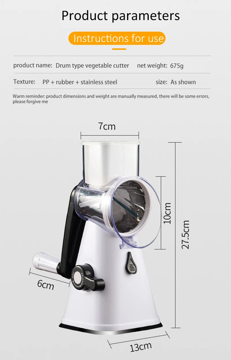 3 в 1 многофункциональная барабанный резак для резки Поворотная Терка Еда
