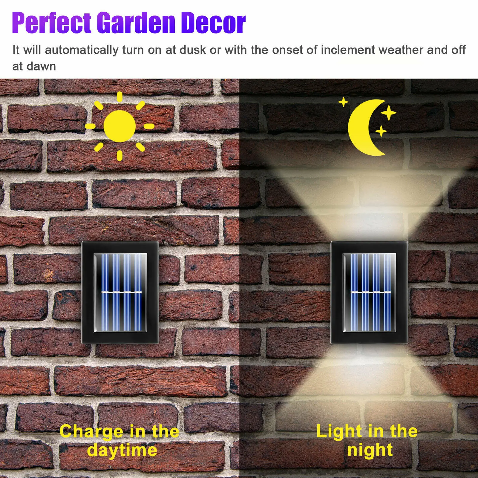2 led solar wall light updown glow spotlight outdoor waterproof street lamp sunlight for house exterior garden patio decoration free global shipping