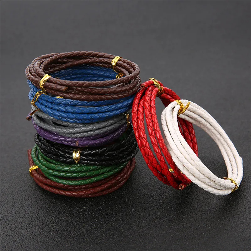 

1m High Quality 3mm Round Braided Genuine Leather Cord Craft Bracelet Findings Real Cow Leather Cords Rope Diy Jewelry Making