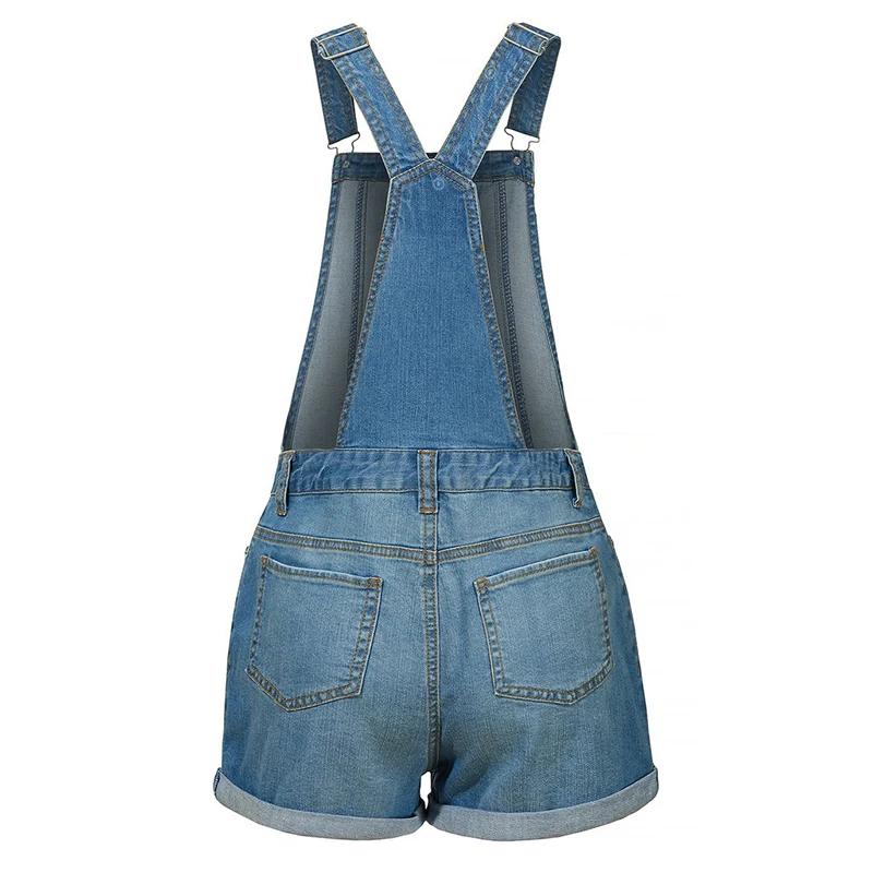 

Plus Size 5XL Summer Denim Straight Overalls Solid Button Pockets Wide Leg Casual Loose Jumpsuit Womens Fashion Short Jumpsuits