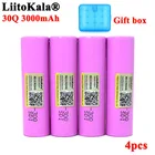 Аккумуляторные батареи LiitoKala, 30Q 18650, 3000 мАч, INR1865030q, 3,6 В, 20 А, макс. 35 А, 4 шт.