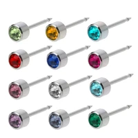 12 pairs ear piercing earrings stainless steel mini 3mm clear cz studs hypoallergenic stud piercing earrings set jewelry