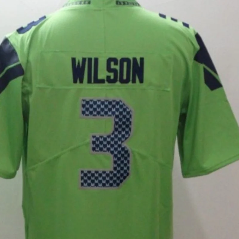 

American Stitch Wilson 3 Blue White Green Gray Embroidery Seahawks Football Jersey For Mens S,M,L,XL,XXL,XXXL