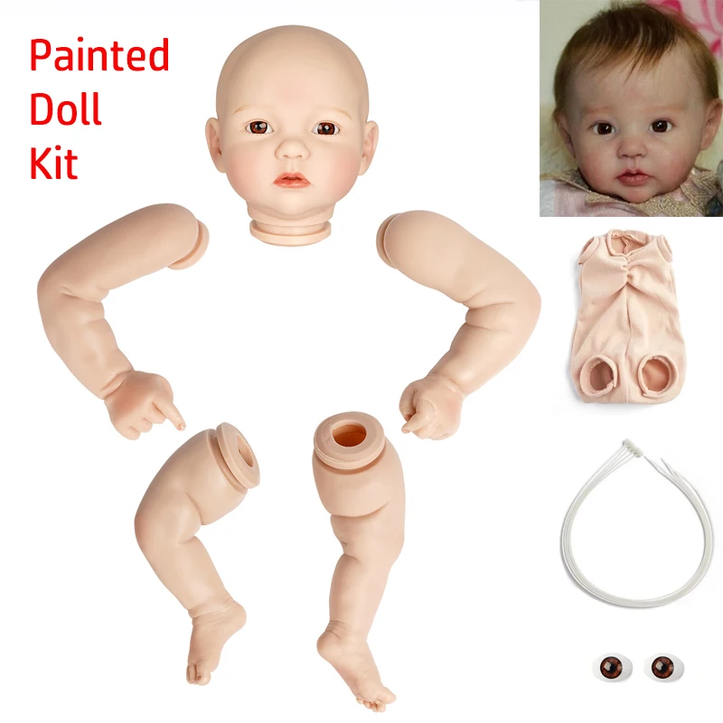 

RBG 20 inch Reborn Doll Kit Raven Painted Doll Parts Unfinished Lifelike Newborn Baby Blank Doll Kit Baby Diy Toys