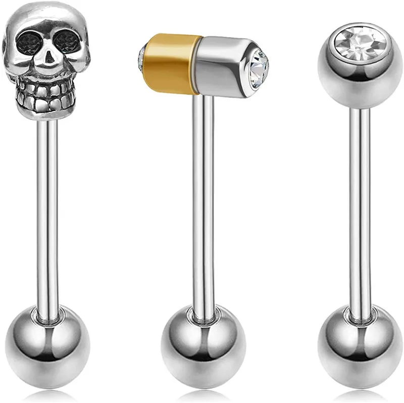 3 шт. кольца для пирсинга языка из хирургической стали 14 г|Украшения тела| |