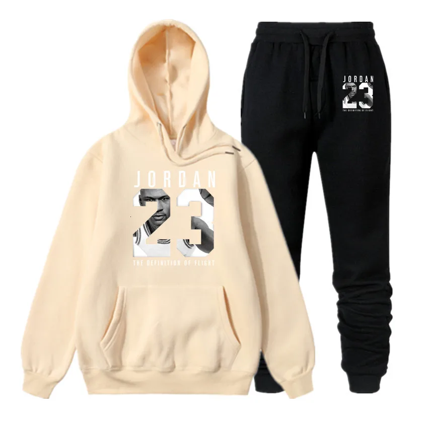 Nuevo chándal 2020 Мода JORDAN 23 hombres ropa deportiva conjuntos de dos piezas totalmente algodón grueso con capucha + | Мужская