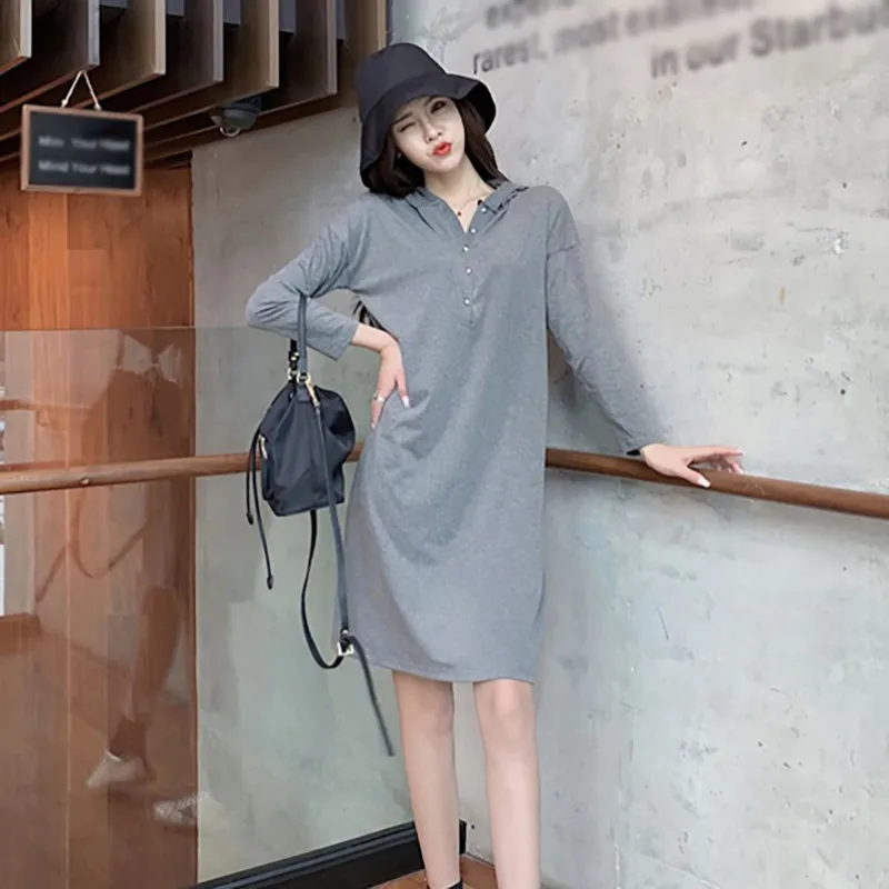 Женское Свободное платье в консервативном стиле серое модное Трендовое с