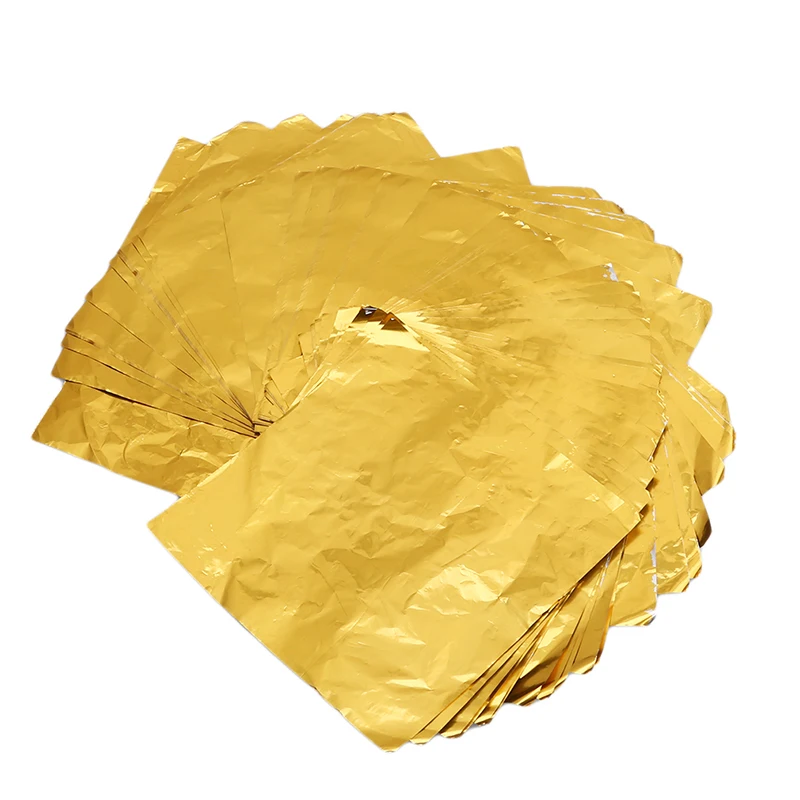 100 blätter/Pack Nachahmung Folie Papier Vergoldung DIY Kunst Handwerk Verpackung Fleisch Folie Papier BBQ Zubehör Schokolade Verpackt Mit zinn Folie