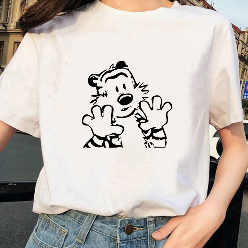

Causal O-Neck Short Sleeve Tops Woman Clothing Cartoon Tiger T-shirts Women Harajuku Kawaii Cute Printed T-shirt