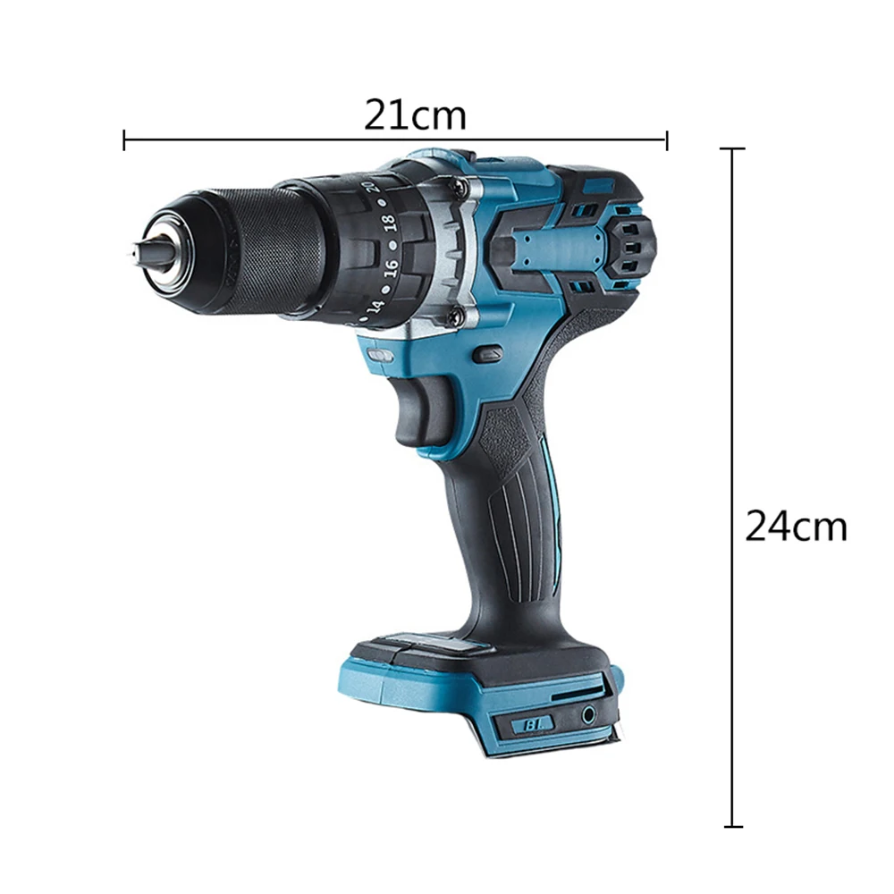 

Rechargeable Cordless Impact Drill Brushless Impact Wrench 13mm 1/2 Socket Screwdriver Drill for Makita 18V Battery+LED Light