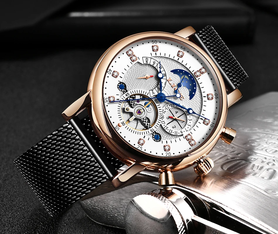 LIGE, подарок, мужские часы, брендовые, Роскошные, модные, Tourbillon, автоматические механические часы, мужские часы из нержавеющей стали, Relogio Masculino