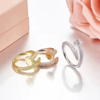 925 sterling silver female classic ring finger light white zircon elegant simple sweet open ring for woman girl fashion jewelry