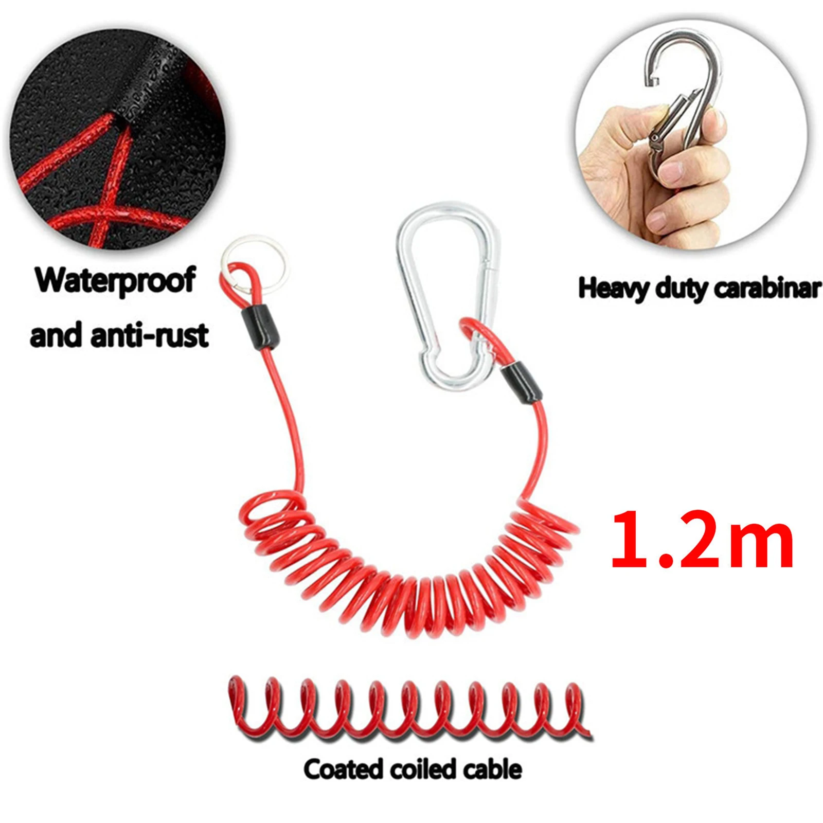 

Zip Trailer Spring Safety Rope Trailer Coiled Brake Away Cable for RV Caravan (Red Color)