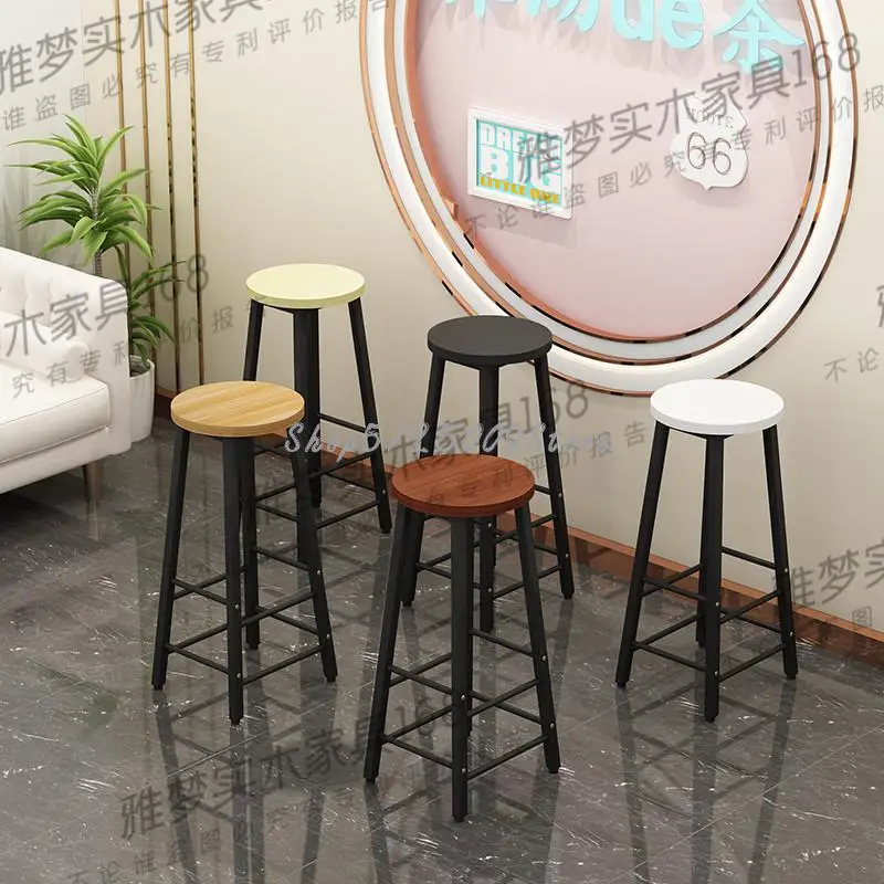 Простой барный стул стальной деревянный современный минималистичный высокий