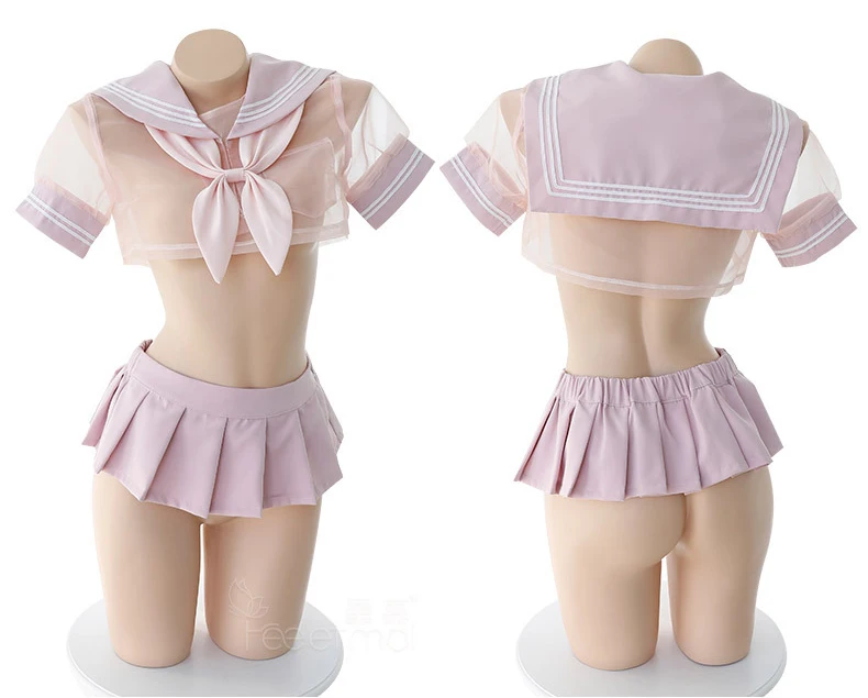 Милое розовое черное матросское платье эротический косплей костюм лолиты